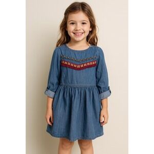 Nannette Kids Denim Dress Size 6 Casual Spring Fall Fringe Country Western Boho